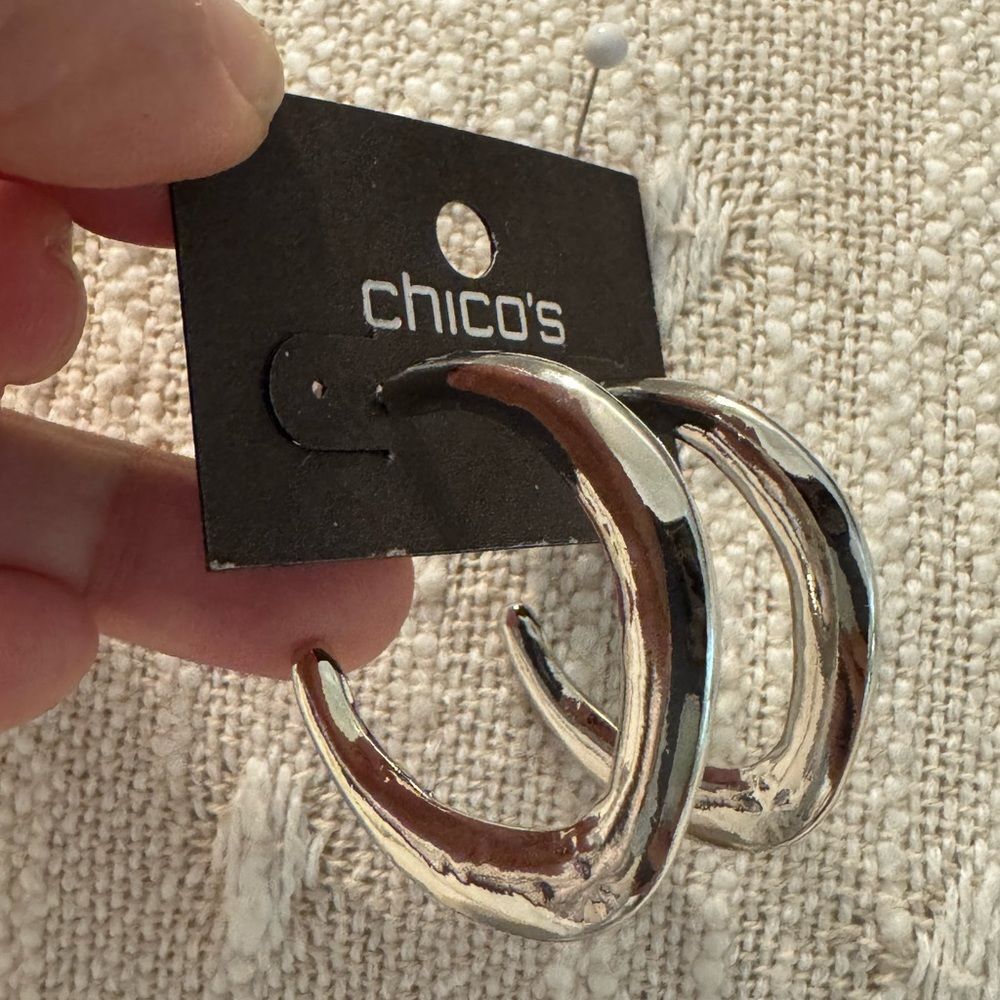 0244-Chico's Silver Hoop Earrings